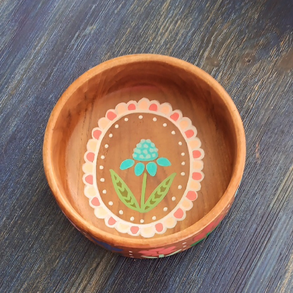 Hand Painted Candy Dish/Decoratve Bowl with Floral Motif